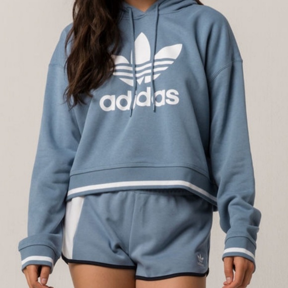 adidas Tops - ADIDAS Active Icons Slate Blue Women's Crop Hoodie
